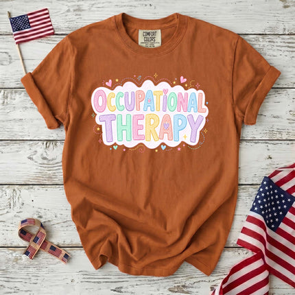 Comfort Colors Occupational Therapy Pastel Rainbow Therapist Gift T-Shirt