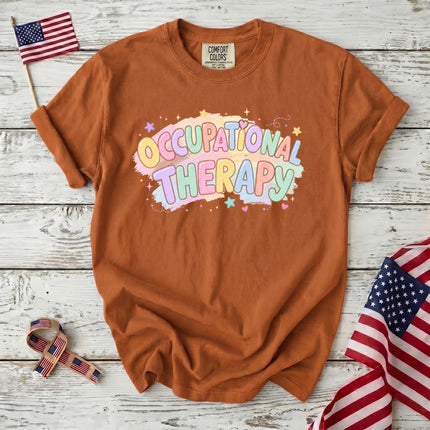 Comfort Colors Occupational Therapy Pastel Rainbow Therapist Gift T-Shirt