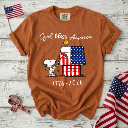 Comfort Colors 250th Anniversary USA God Bless America Flag Painting Dog T-Shirt