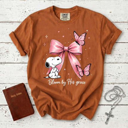 Comfort Colors Bloom by His Grace Butterfly Bow Christian T-Shirt