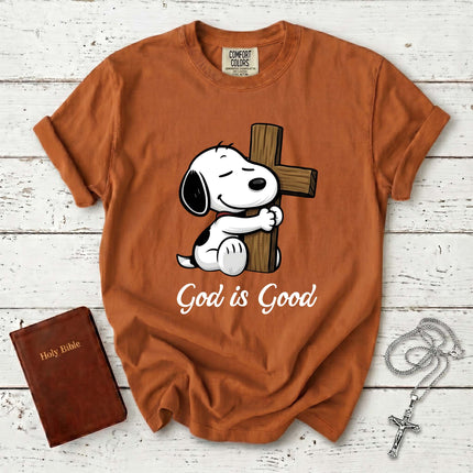 Comfort Colors God Is Good Wooden Cross Christian T-Shirt