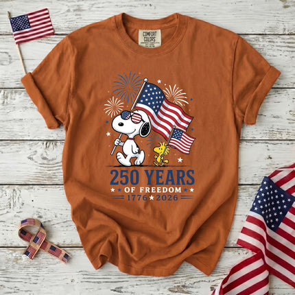 Comfort Colors 250 Years Of Freedom USA Marching Flag Dog T-Shirt