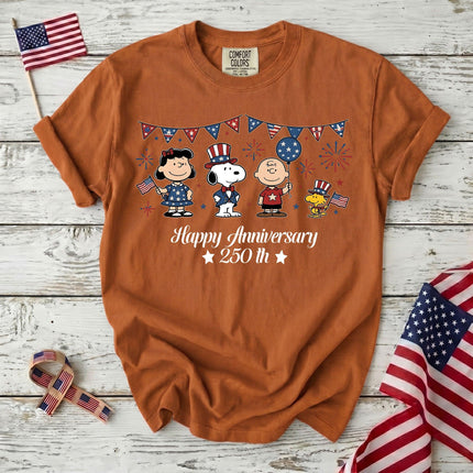 Comfort Colors Happy 250th Anniversary USA Patriotic Bunting Squad T-Shirt