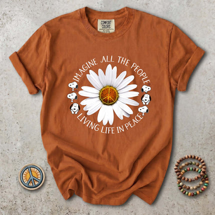 Comfort Colors Imagine All The People Peace Daisy T-Shirt