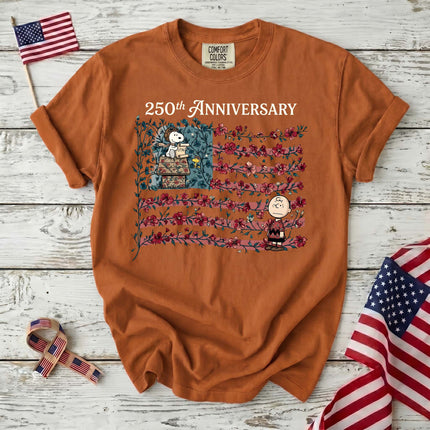 YAM_7e914b4c-bcb9-4f04-ba46-8bb3951ac4b7 - AuraNations - Comfort Colors 250th Anniversary Floral Vine Flag Aviator Dog T-Shirt - Yam / S - 250TH ANNIVERSARY, ALL, COMFORT COLORS, NO CUSTOM, PRODUCTS, SNPY, TSHIRT
