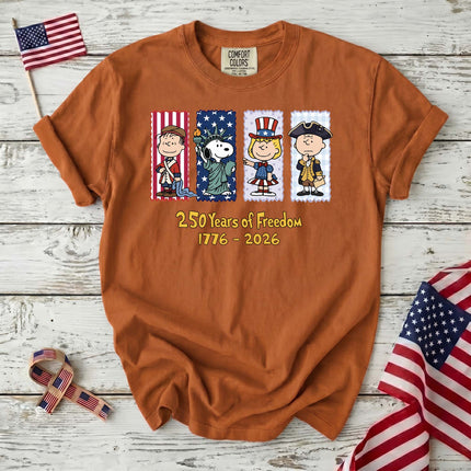 YAM_81264cd3-95fc-421e-8974-55c185ea3273 - AuraNations - Comfort Colors 250 Years Of Freedom 1776-2026 Patriotic Panels T-Shirt - Yam / S - 250TH ANNIVERSARY, ALL, COMFORT COLORS, NO CUSTOM, PRODUCTS, SNPY, TSHIRT