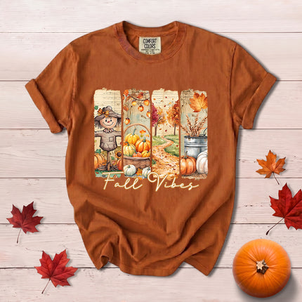 Comfort Colors Fall Vibes Scarecrow Pumpkin Thanksgiving T-Shirt