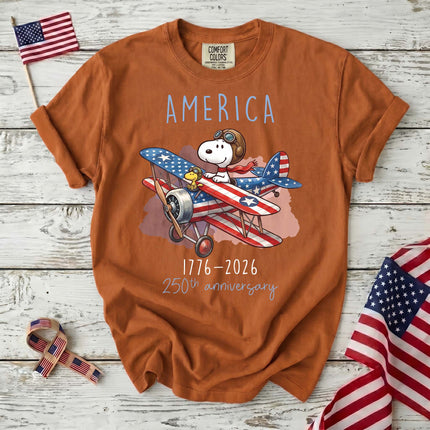 YAM_8960fff9-8667-4092-925f-8bafad232267 - AuraNations - Comfort Colors America 1776-2026 250th Anniversary Patriotic Airplane Dog T-Shirt - Yam / S - 250TH ANNIVERSARY, ALL, COMFORT COLORS, NO CUSTOM, PRODUCTS, SNPY, TSHIRT
