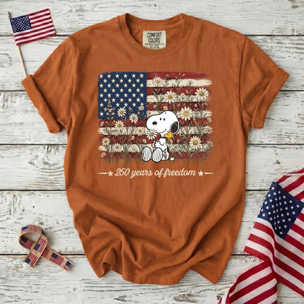 Comfort Colors 250 Years Of Freedom Daisies Patriotic Dog T-Shirt
