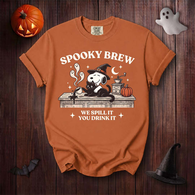 Comfort Colors Spooky Brew Halloween Coffee Graphic T-Shirt