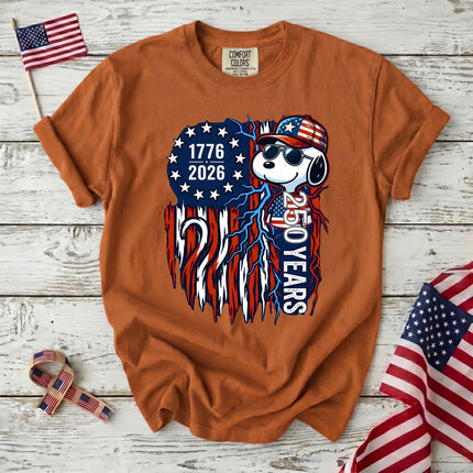 Comfort Colors 1776-2026 250 Years Cool Dog Lightning Flag T-Shirt