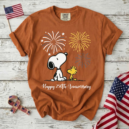 Comfort Colors Happy 250th Anniversary USA Fireworks Watching Dog T-Shirt
