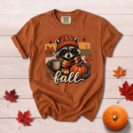 Comfort Colors Cute Raccoon Fall Pumpkin Thanksgiving T-Shirt