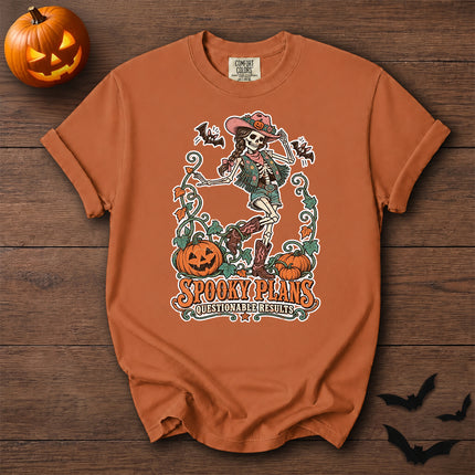 Comfort Colors Halloween Cowgirl Skeleton Pumpkin Graphic T-Shirt