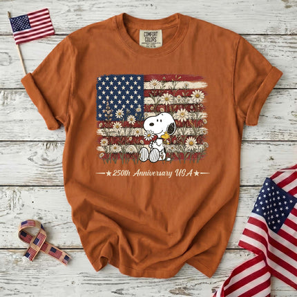 Comfort Colors 250th Anniversary USA Daisy Flag Dog T-Shirt