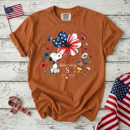 YAM_c1225e31-3e7d-41c9-8af4-24306ae34dd6 - AuraNations - Comfort Colors 250th Anniversary USA Flag Flower Patriotic Bird Dog T-Shirt - Yam / S - 250TH ANNIVERSARY, ALL, COMFORT COLORS, NO CUSTOM, PRODUCTS, SNPY, TSHIRT
