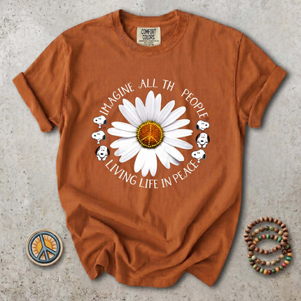 Comfort Colors Imagine All The People Peace Daisy T-Shirt