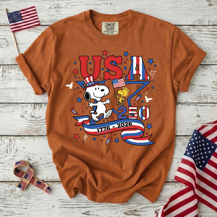 Comfort Colors USA 250 Years 1776-2026 Patriotic Star Dog T-Shirt