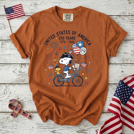 Comfort Colors 250th Anniversary USA Colonial Dog Bicycle T-Shirt