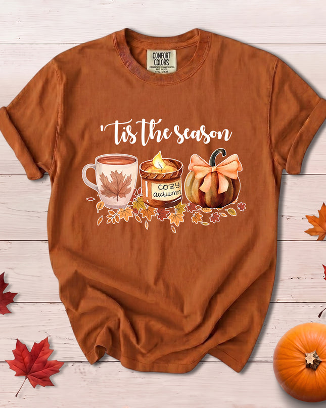 Comfort Colors Fall Pumpkin Coffee Cozy Autumn T-Shirt
