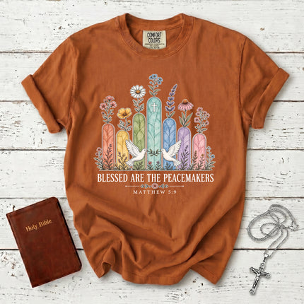 Comfort Colors Blessed Are the Peacemakers Matthew 5:9 Christian Bible Verse T-Shirt