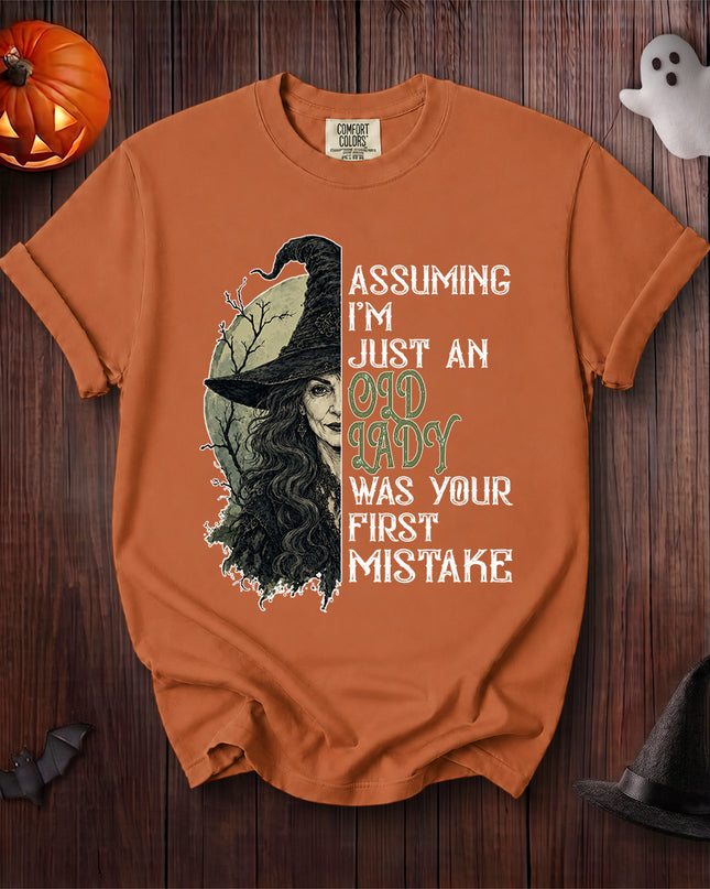 Comfort Colors Old Lady Witch Halloween Vintage Portrait Graphic T-Shirt