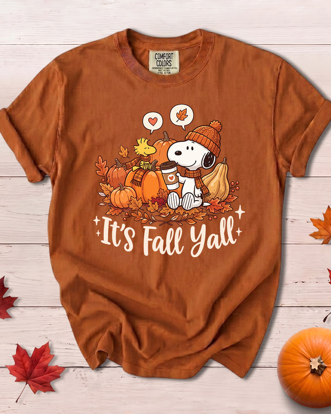 Comfort Colors Fall Pumpkin Shirt Its Fall Yall Cozy Autumn Graphic T-Shirt
