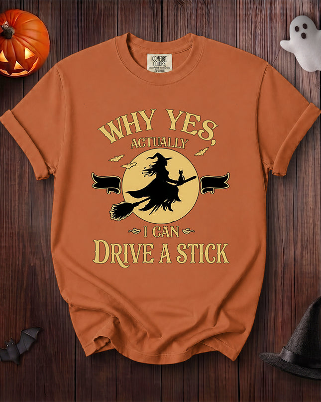 Comfort Colors Old Lady Witch Halloween Funny Moon Broom Graphic T-Shirt