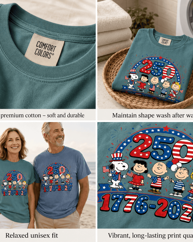 a98be01f-fd41-442a-abb3-8b943f78ecde - AuraNations - Comfort Colors 1776-2026 250 Years Patriotic Friends Parade T-Shirt - Seafoam / S - 250TH ANNIVERSARY, ALL, COMFORT COLORS, NO CUSTOM, PRODUCTS, SNPY, TSHIRT