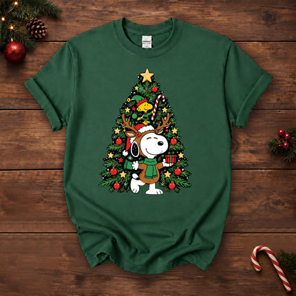 Christmas Tree Reindeer Antlers Holiday Gift T-Shirt