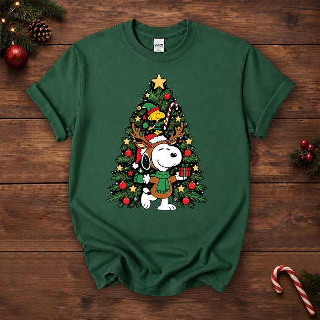 Christmas Tree Reindeer Antlers Holiday Gift T-Shirt