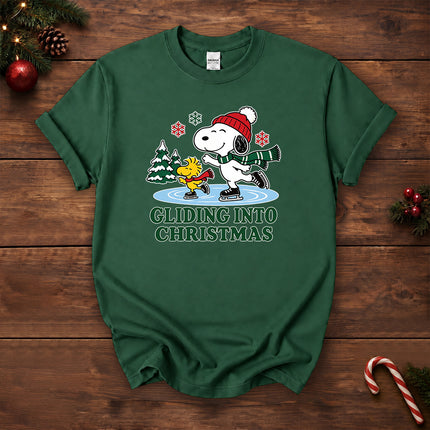 Gliding Into Christmas Ice Skating Winter Holiday T-Shirt