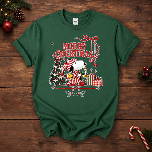 Merry Christmas Vintage Holiday Tree Candle Gifts T-Shirt