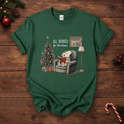 All Booked for Christmas Book Lover Cozy Reading T-Shirt