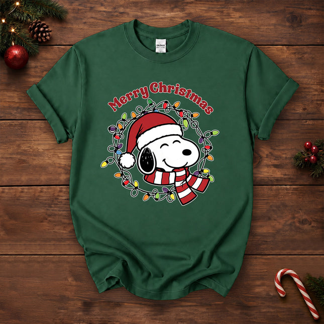 Merry Christmas Santa Hat Colorful Lights T-Shirt