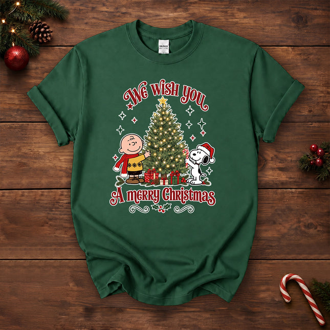We Wish You a Merry Christmas Vintage Tree Graphic T-Shirt