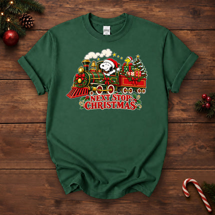 Next Stop Christmas Train Vintage Holiday T-Shirt