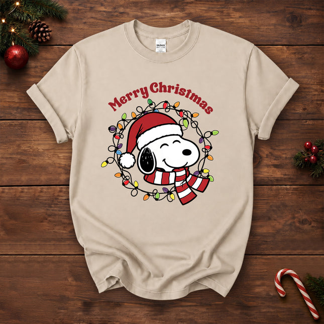 Merry Christmas Santa Hat Colorful Lights T-Shirt