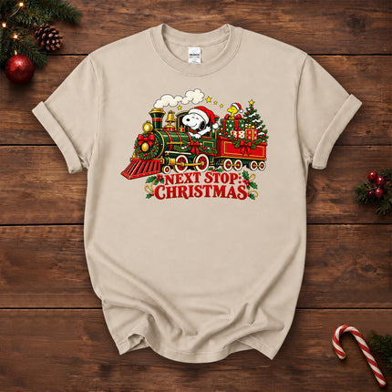 Next Stop Christmas Train Vintage Holiday T-Shirt