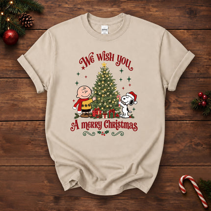We Wish You a Merry Christmas Vintage Tree Graphic T-Shirt