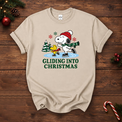 Gliding Into Christmas Ice Skating Winter Holiday T-Shirt